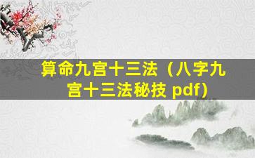 算命九宫十三法（八字九宫十三法秘技 pdf）